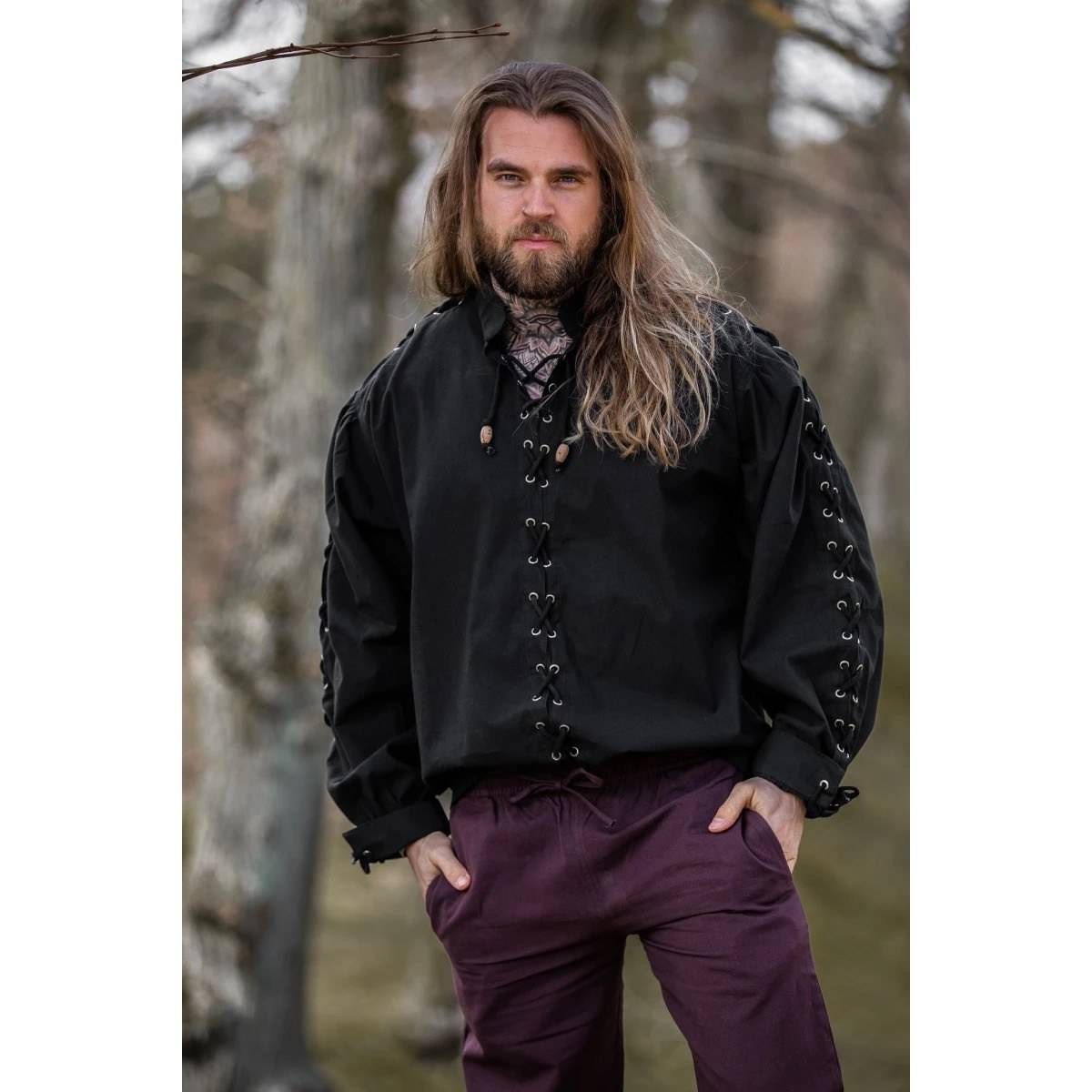 Middeleeuwse Blouse in Zwart