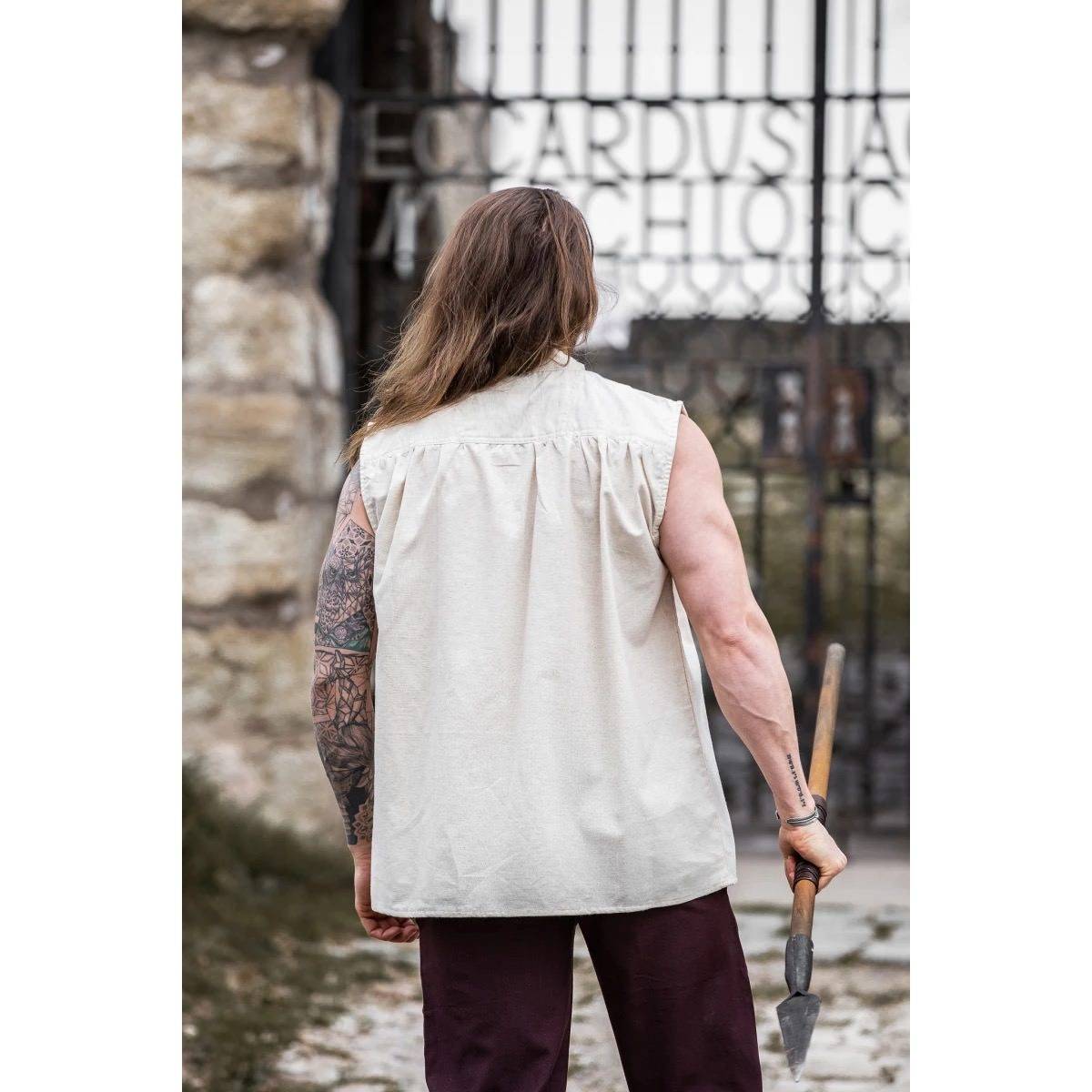 ​​​​Middeleeuwse Mouwloze Blouse in Natuur
