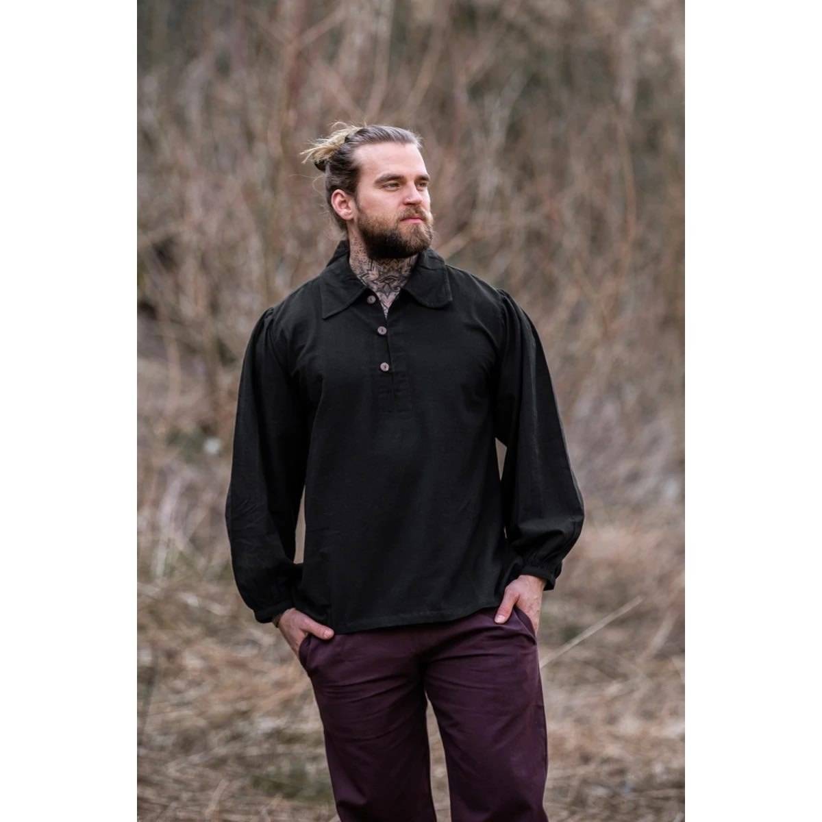 Middeleeuwse Blouse in het zwart