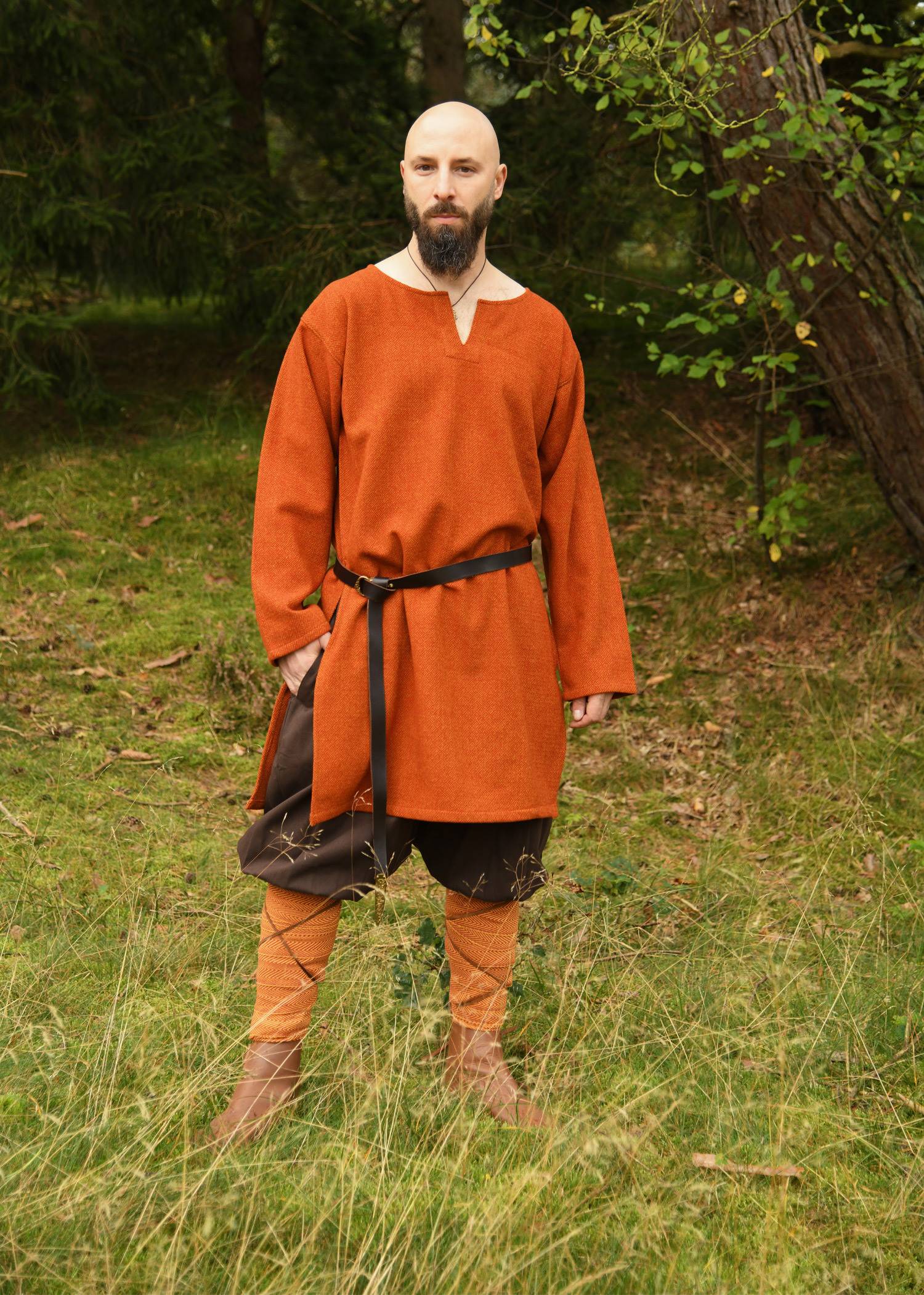 Wikinger Wolltunika, Diamantköper in Orange-rote