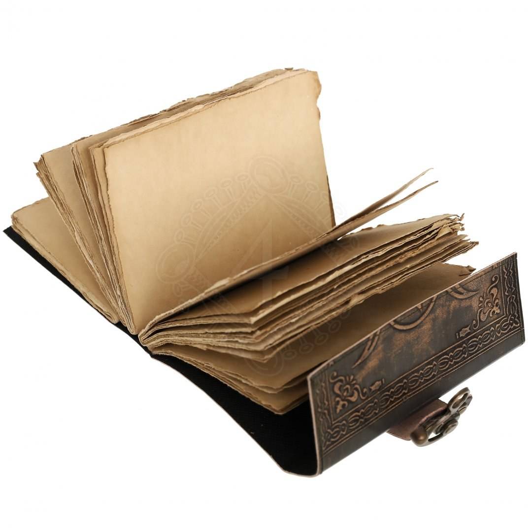 Mittelalter Leder Notizbuch mit zwei Monden und einem Stein