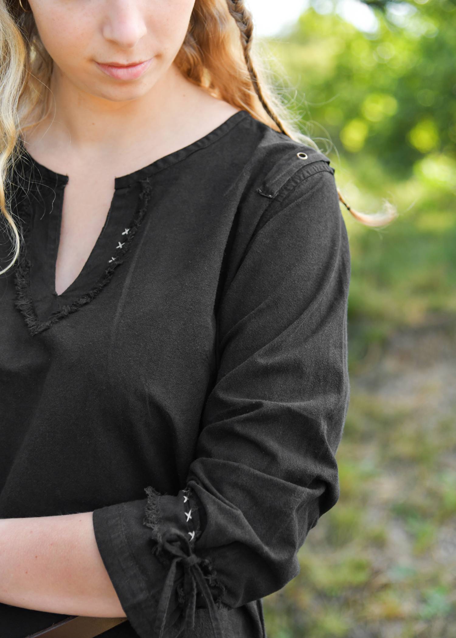 Middeleeuwse / Viking Tuniek in Zwart voor dames met een distressed look