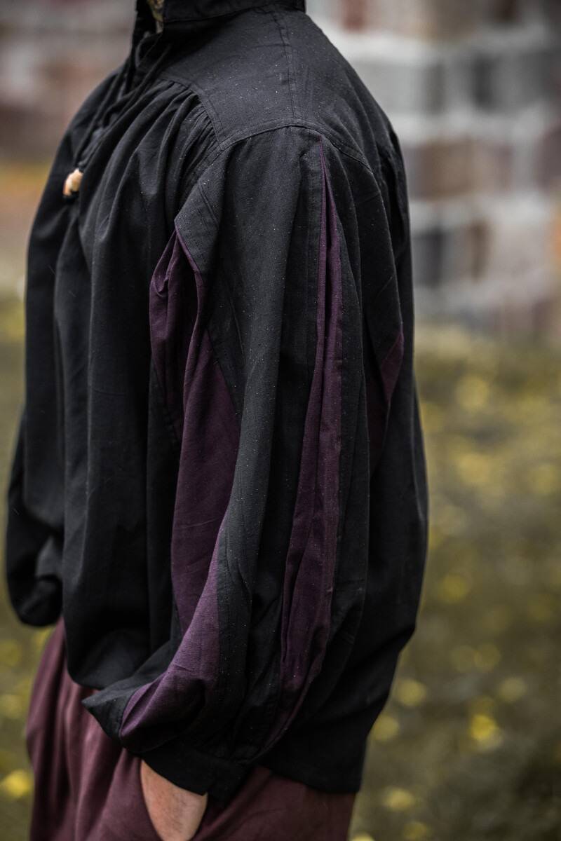 Middeleeuwse Landsknecht Blouse in Zwart met Bruin