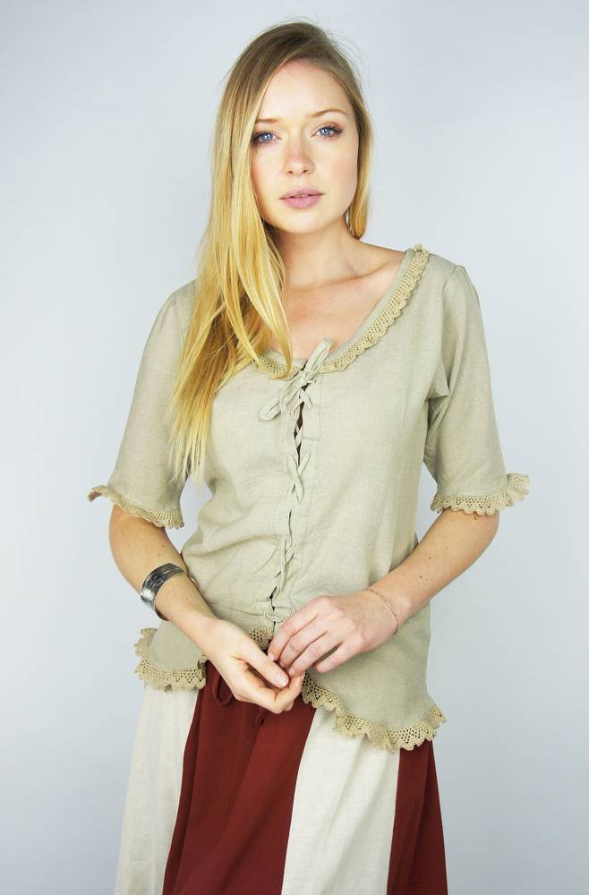 Middeleeuwse Dames Blouse in Natuurkleur (UITVERKOOP)