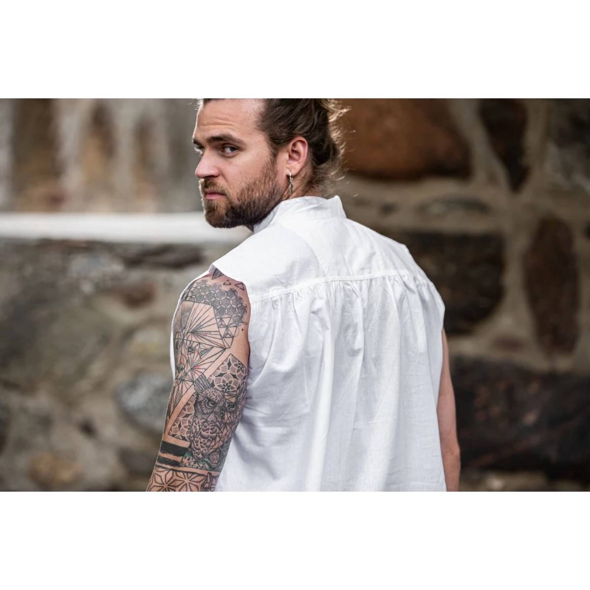 ​​​Middeleeuwse Mouwloze Blouse in Wit