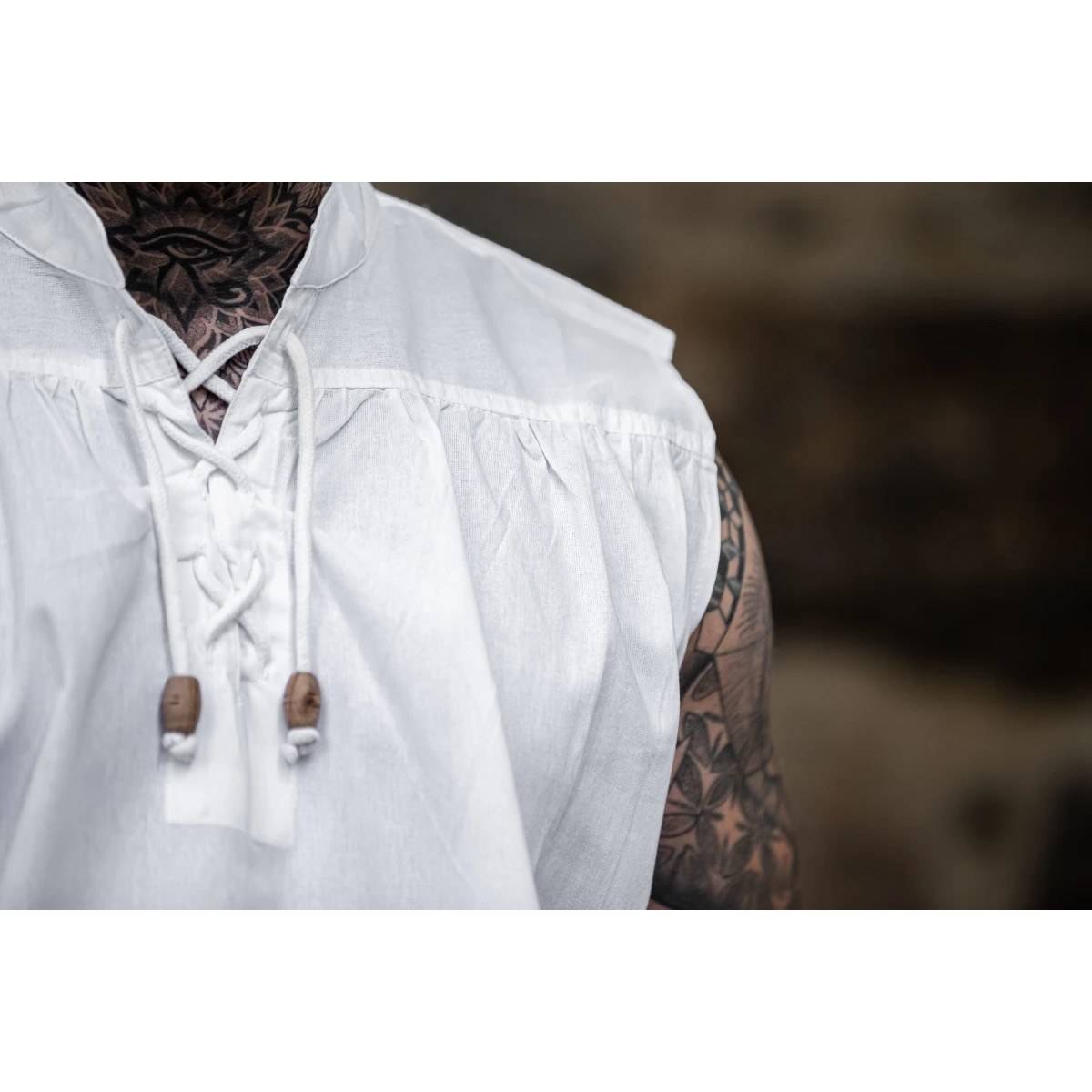 ​​​Middeleeuwse Mouwloze Blouse in Wit