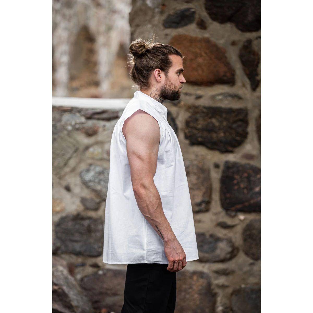 ​​​Middeleeuwse Mouwloze Blouse in Wit