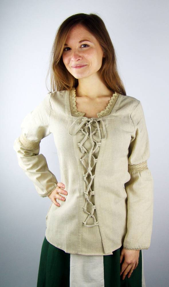 Middeleeuwse Dames Blouse in Natuurkleur (UITVERKOOP)