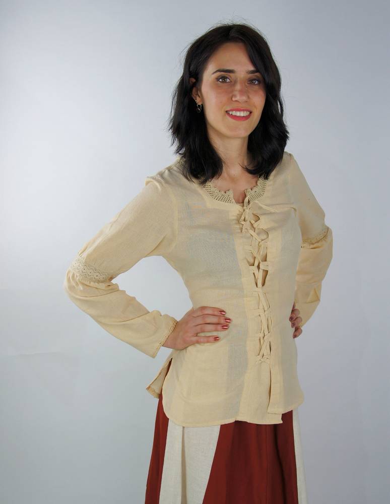 Middeleeuwse Dames Blouse in Natuurkleur (UITVERKOOP)