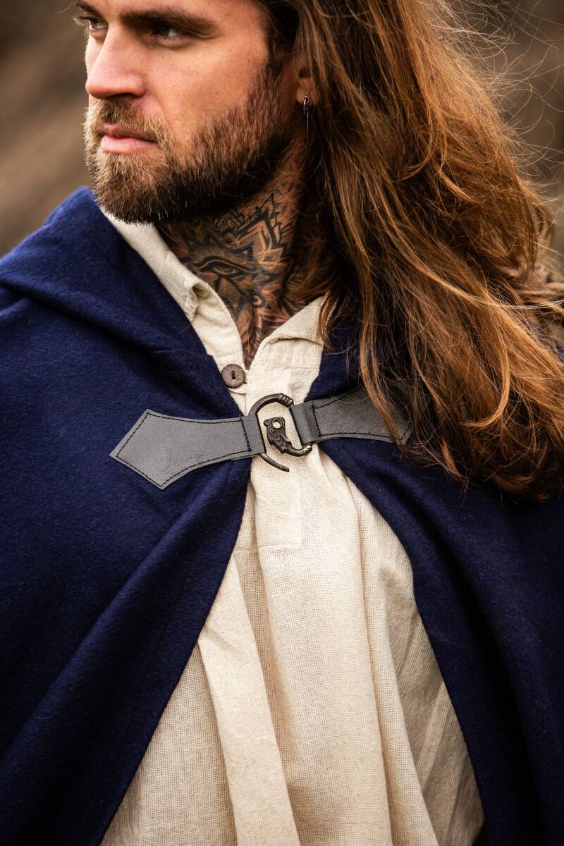 Middeleeuwse Wollen Cape in Blauw, 160 cm