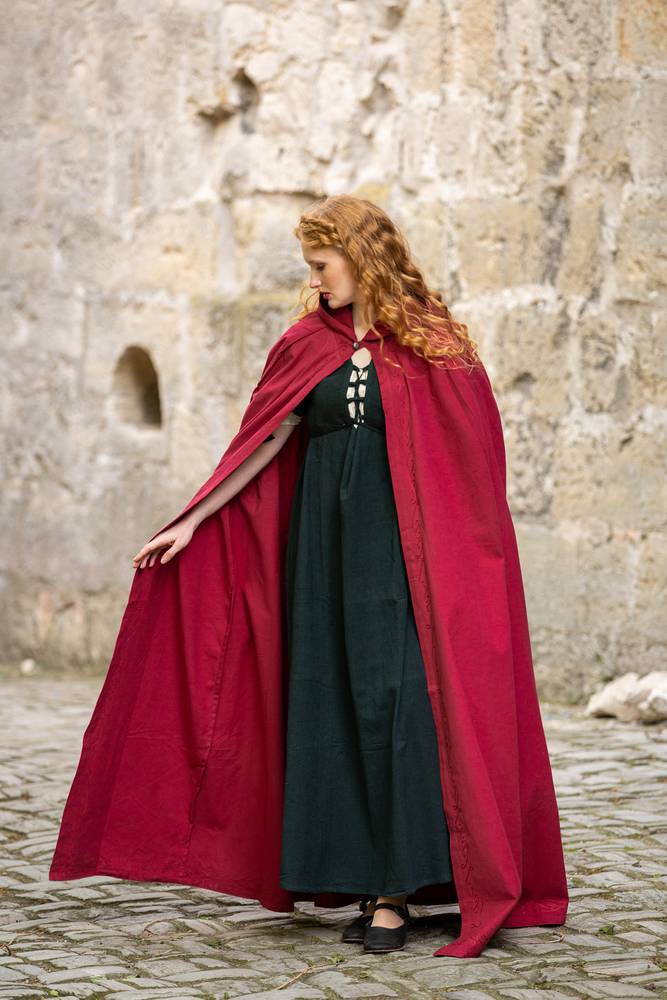 Middeleeuwse Katoenen Cape in Rood, 131 cm