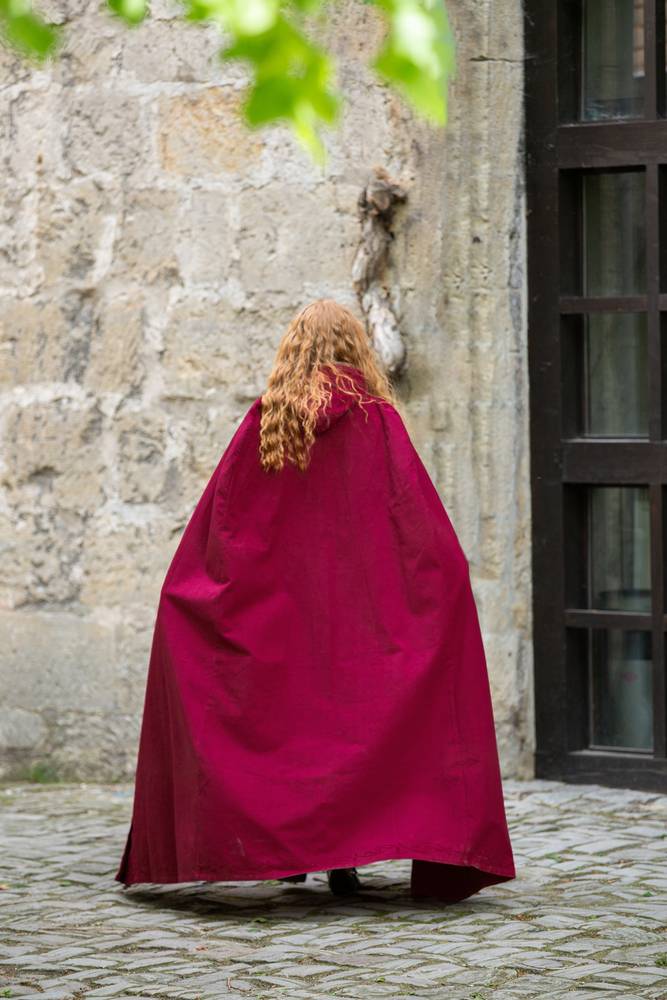 Middeleeuwse Katoenen Cape in Rood, 131 cm