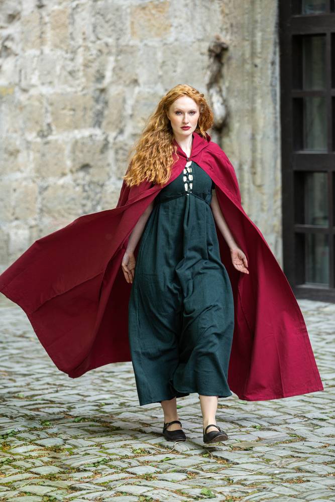 Middeleeuwse Katoenen Cape in Rood, 131 cm