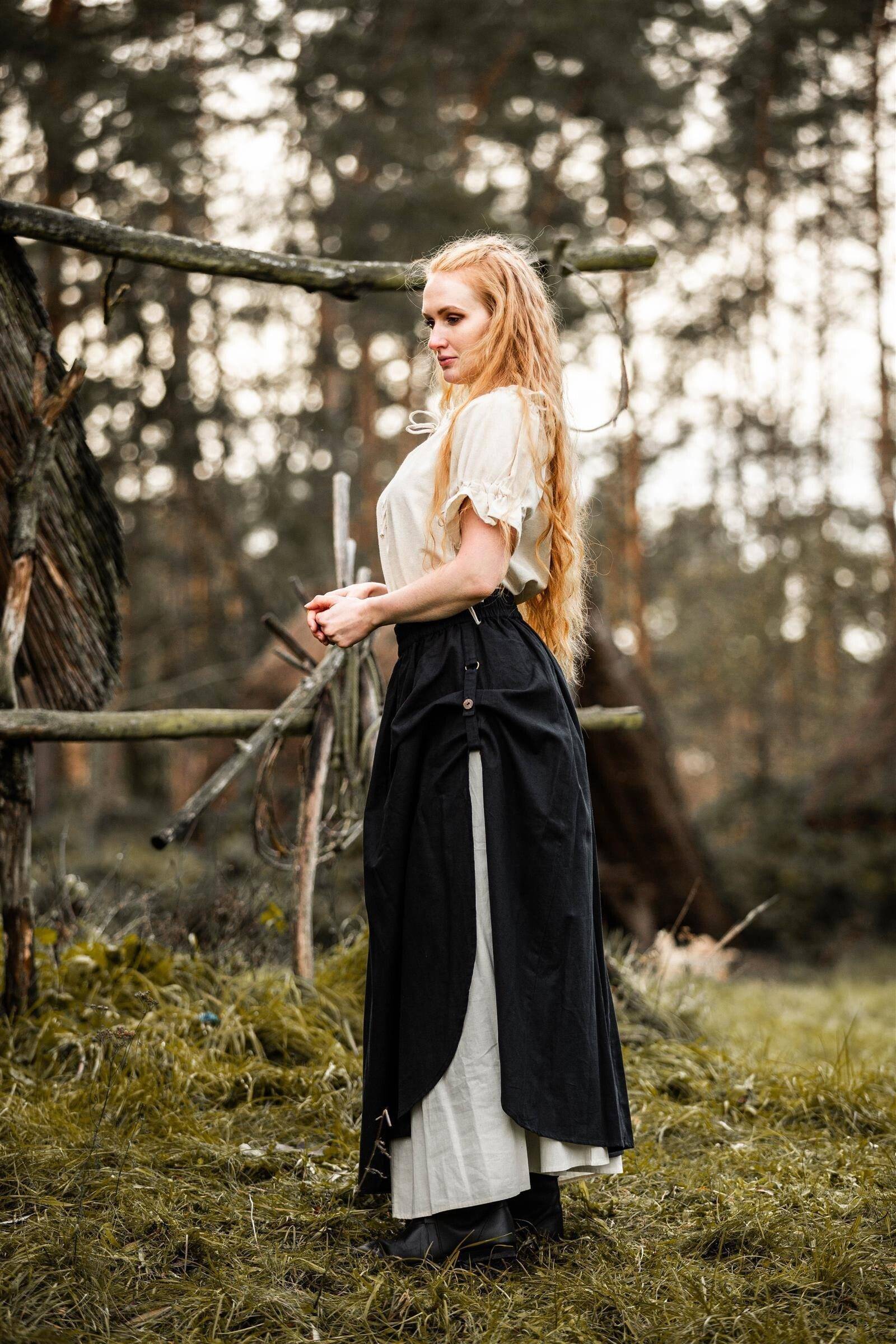 Piraten Blouse met korte mouwen in natuurkleur