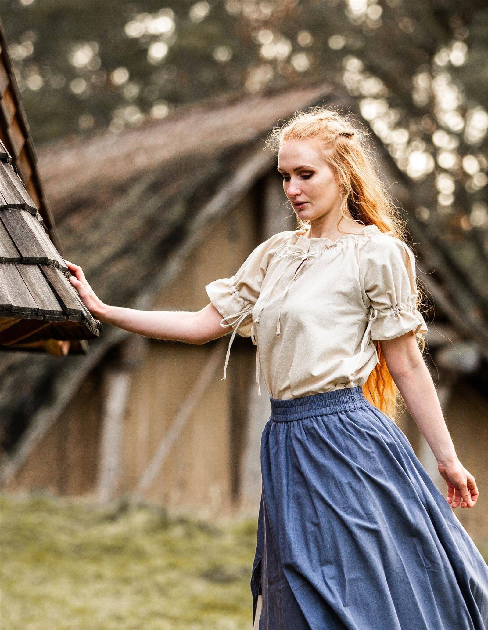 Piraten Blouse met korte mouwen in natuurkleur