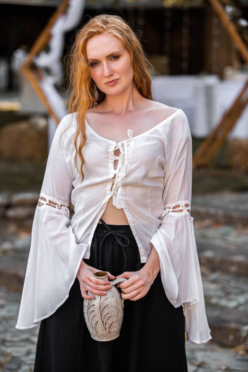 Middeleeuwse Dames Blouse in Wit