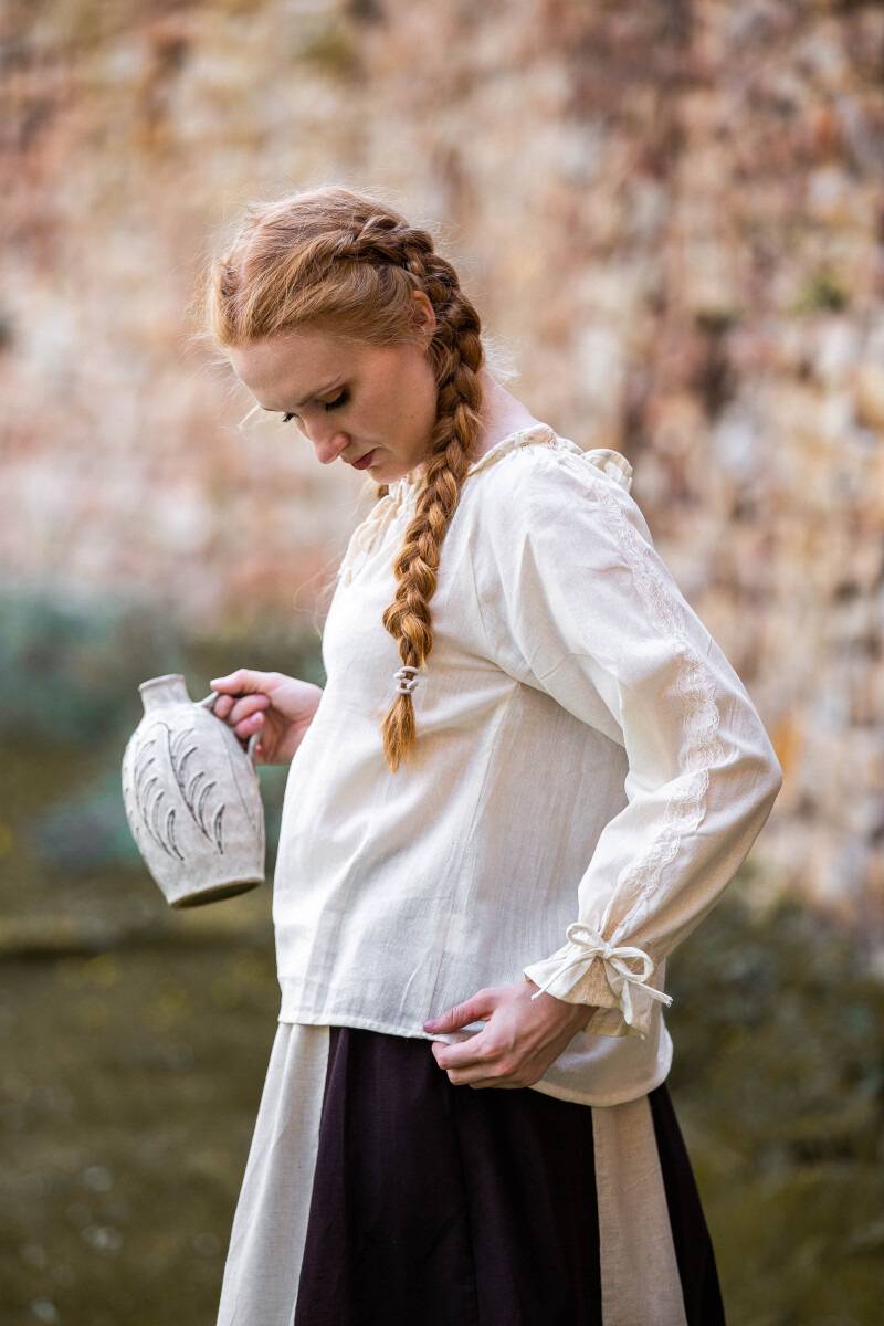​​Middeleeuwse Dames Blouse in Natuurkleur