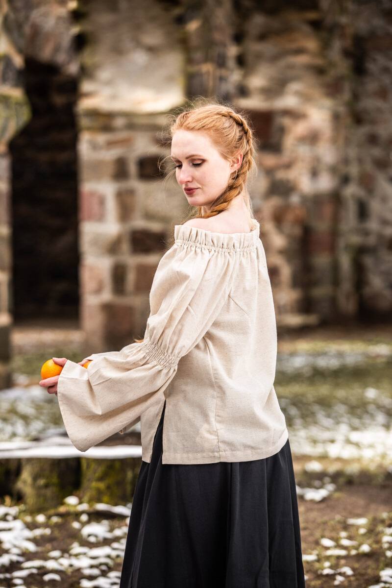 ​​​​​​​Middeleeuwse Dames Blouse in Natuurkleur