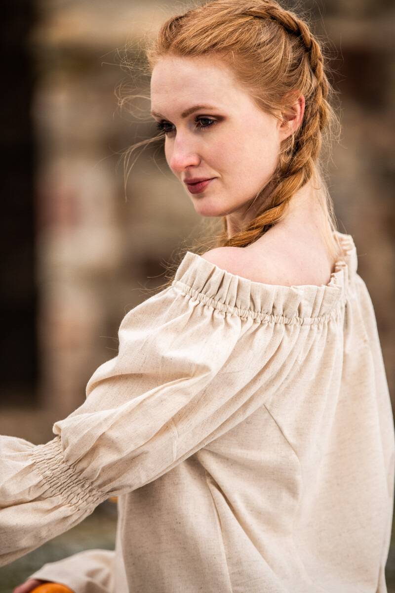 ​​​​​​​Middeleeuwse Dames Blouse in Natuurkleur