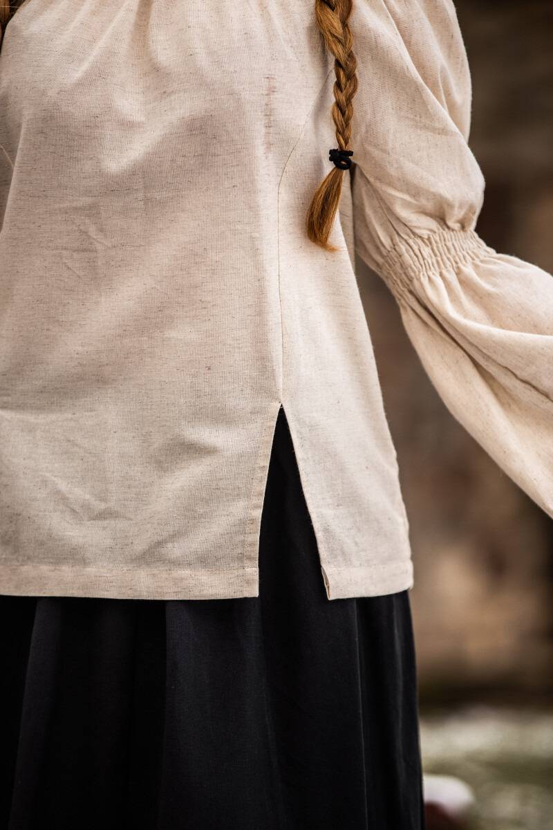 ​​​​​​​Middeleeuwse Dames Blouse in Natuurkleur