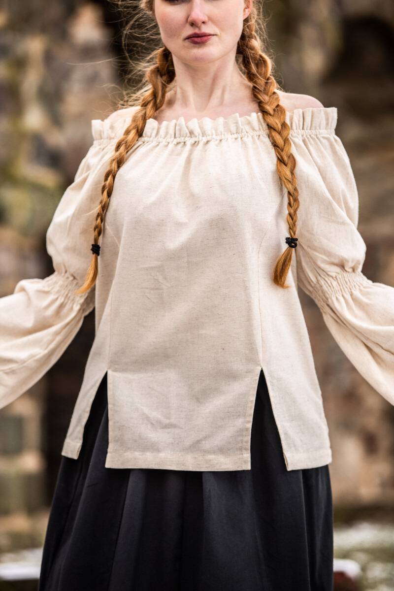 ​​​​​​​Middeleeuwse Dames Blouse in Natuurkleur