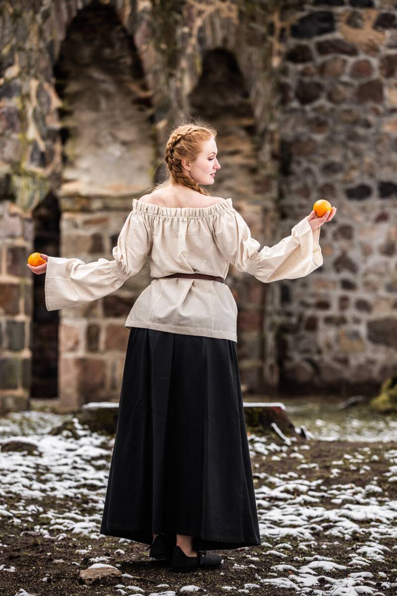 ​​​​​​​Middeleeuwse Dames Blouse in Natuurkleur