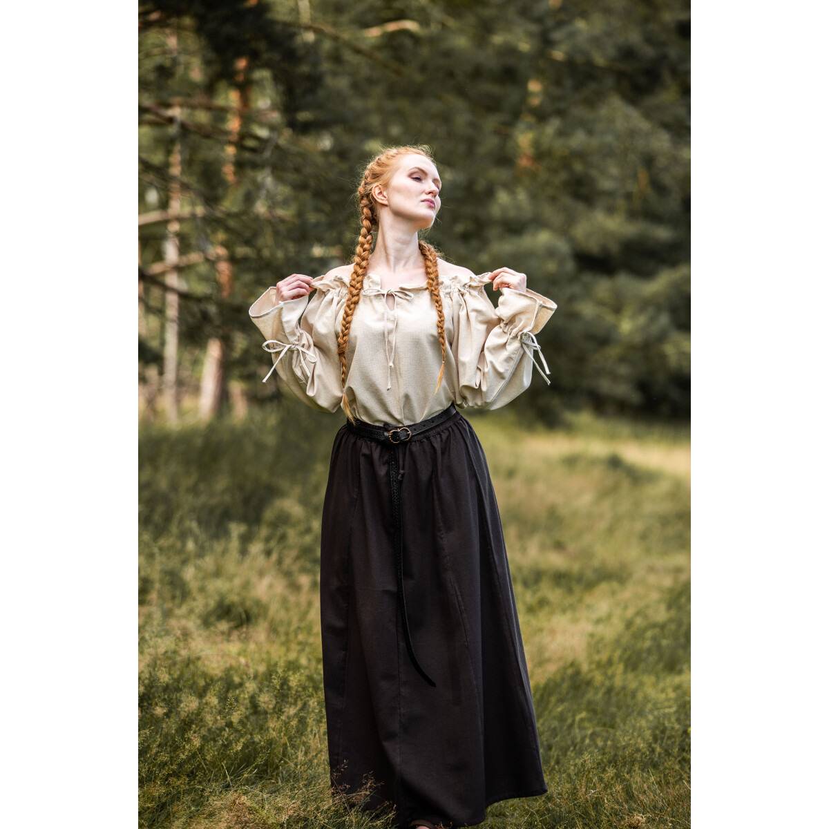 ​Middeleeuwse Dames Blouse in Natuurkleur