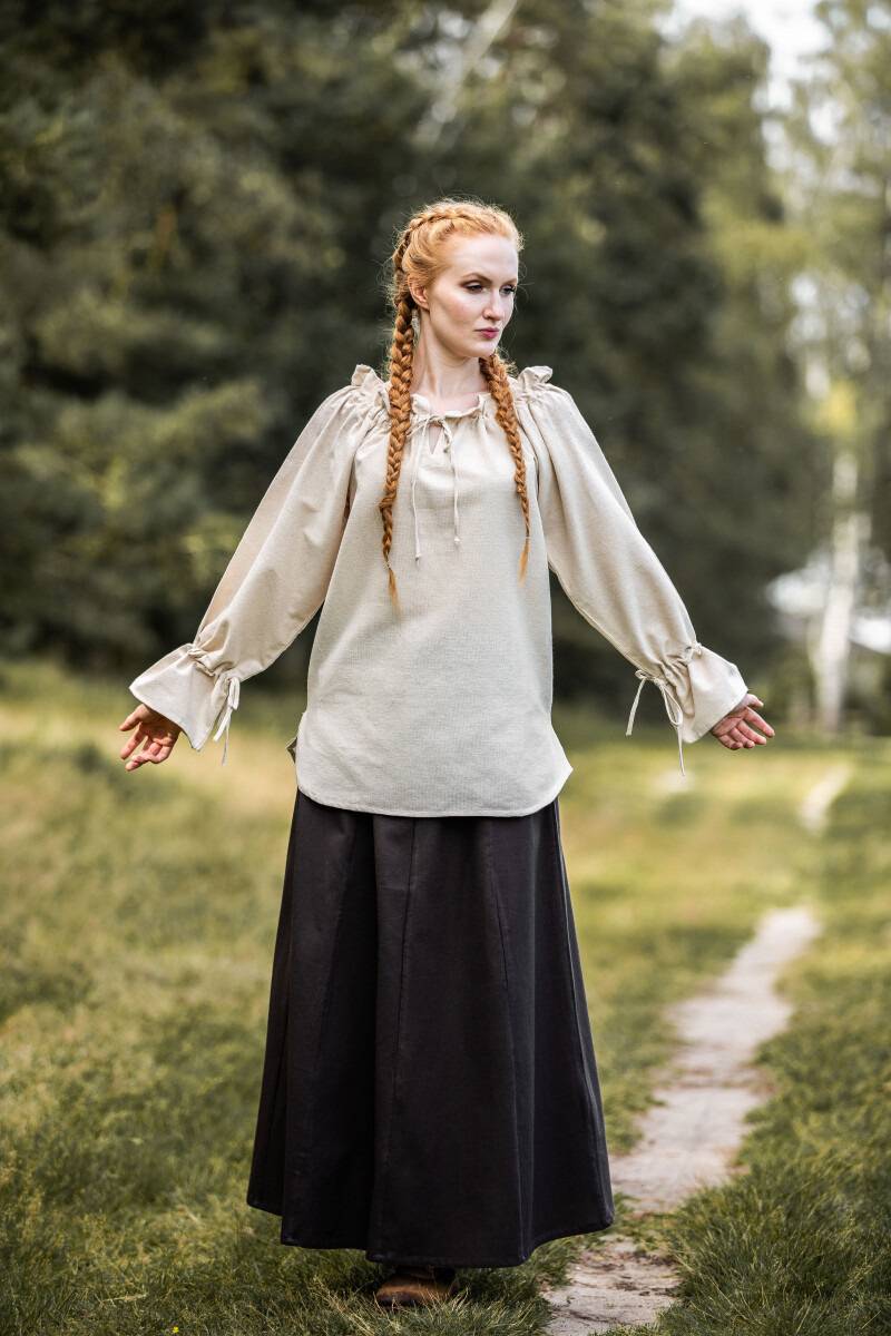 ​Middeleeuwse Dames Blouse in Natuurkleur