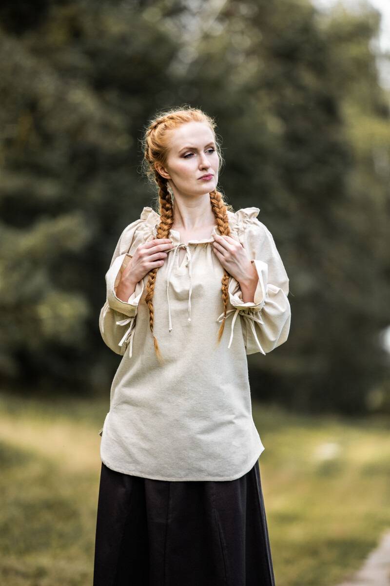 ​Middeleeuwse Dames Blouse in Natuurkleur