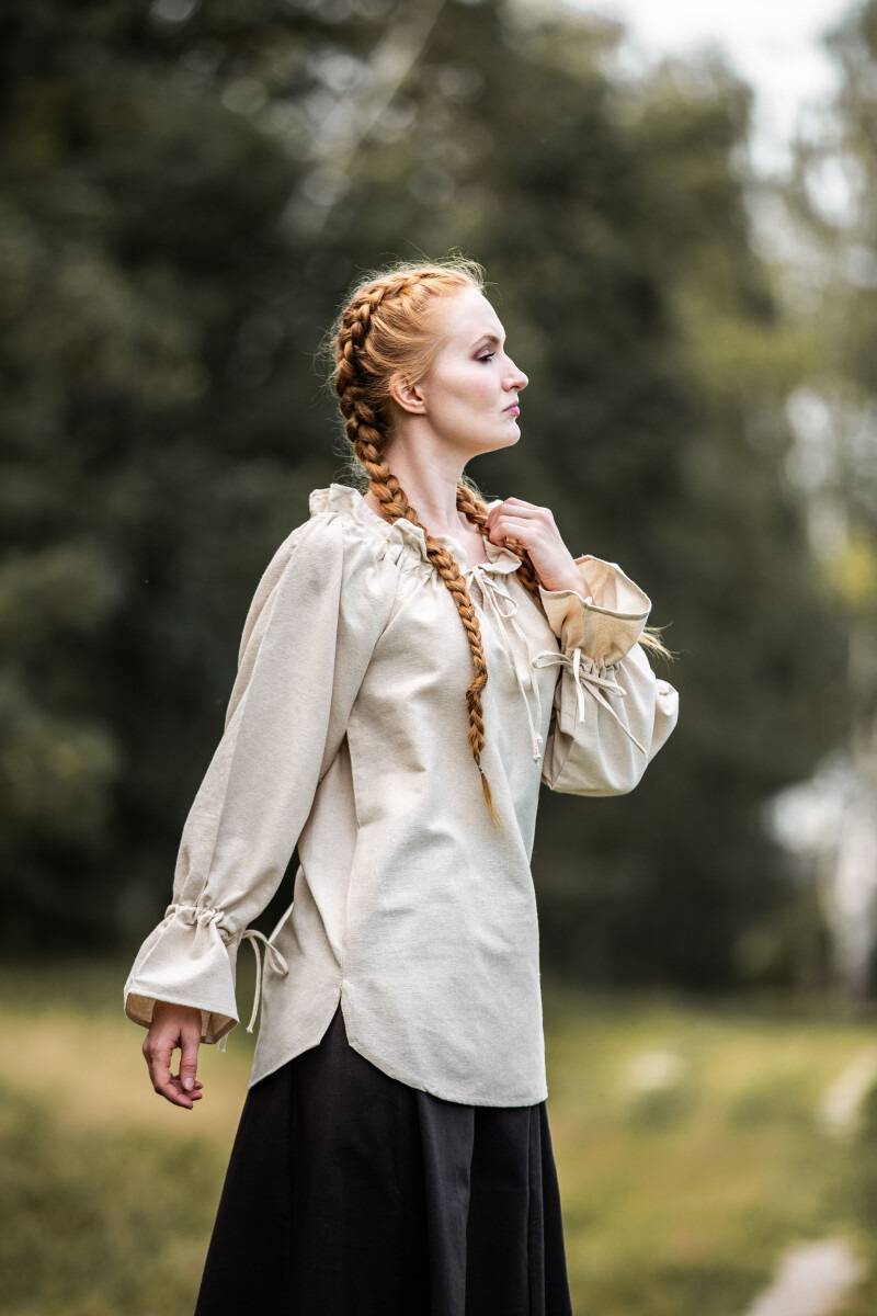 ​Middeleeuwse Dames Blouse in Natuurkleur