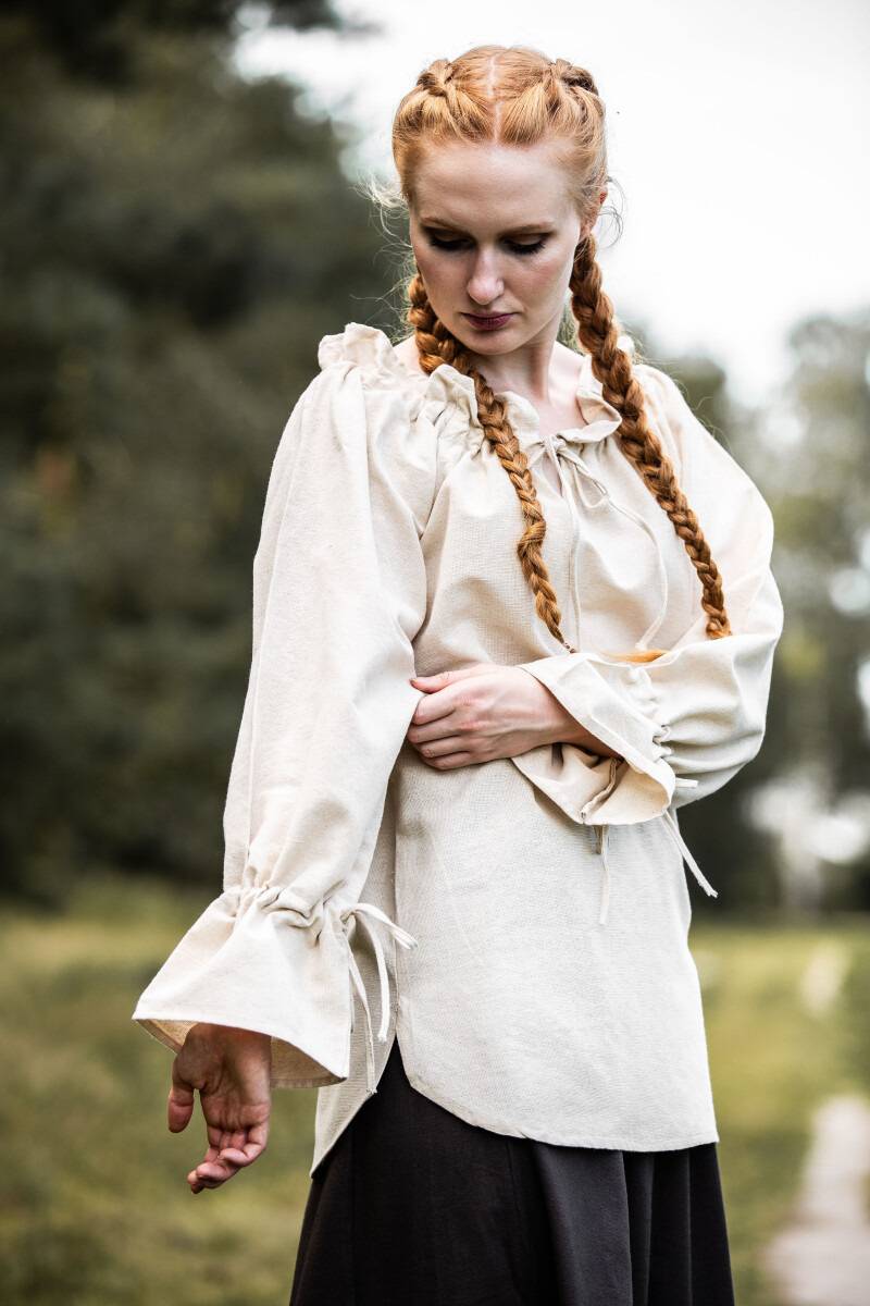​Middeleeuwse Dames Blouse in Natuurkleur