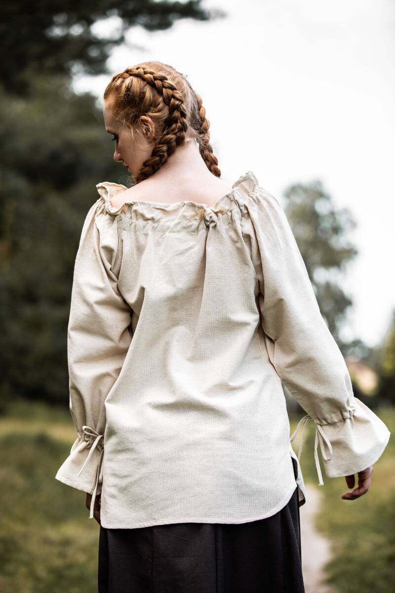 ​Middeleeuwse Dames Blouse in Natuurkleur