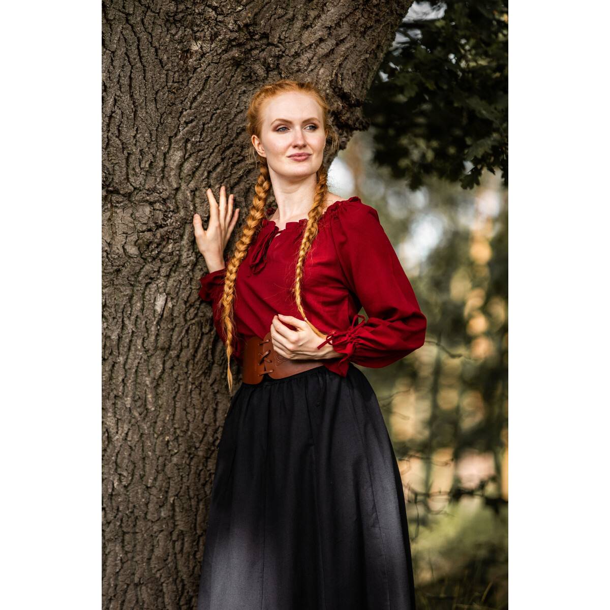​Middeleeuwse Dames Blouse in Rood