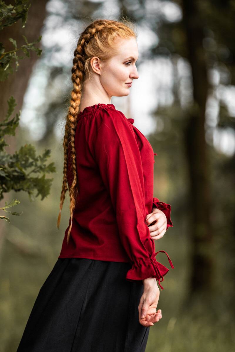 ​Middeleeuwse Dames Blouse in Rood