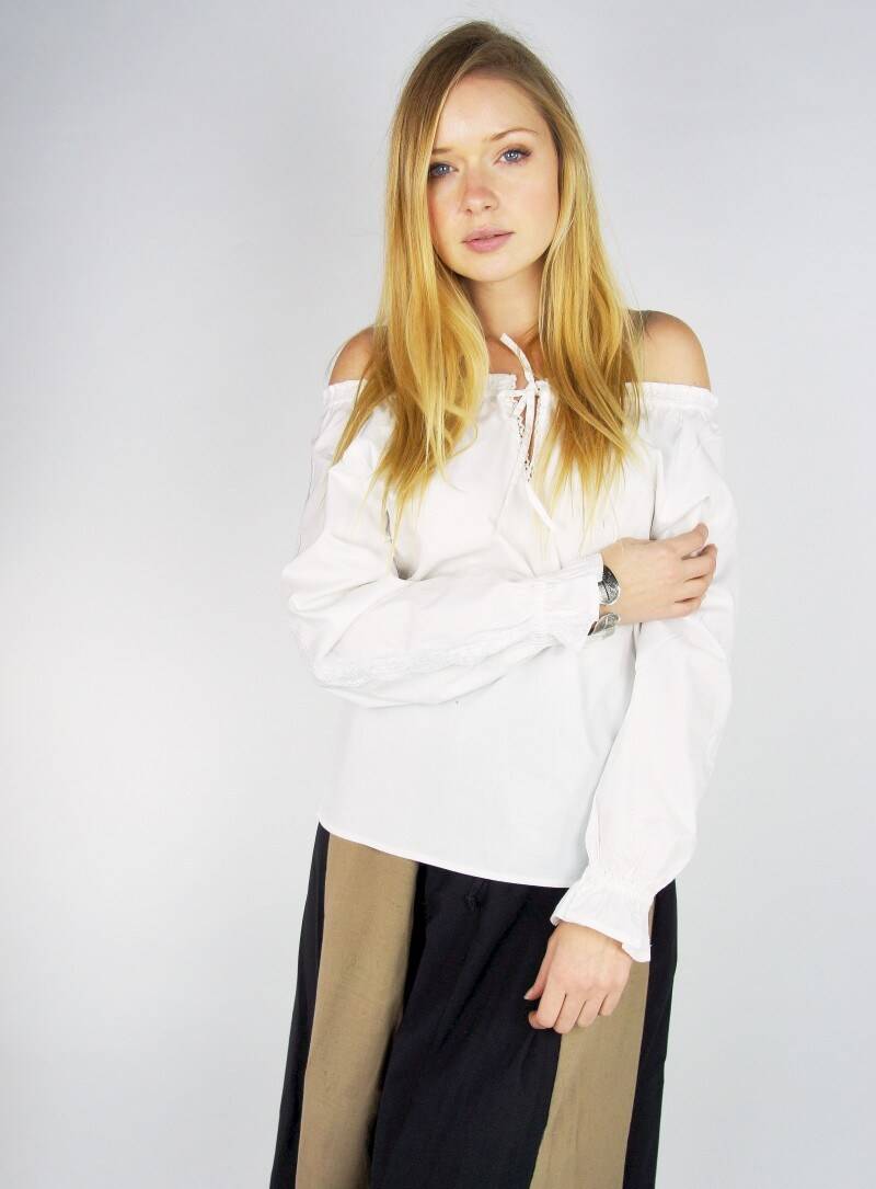 Middeleeuwse Dames Blouse in Wit