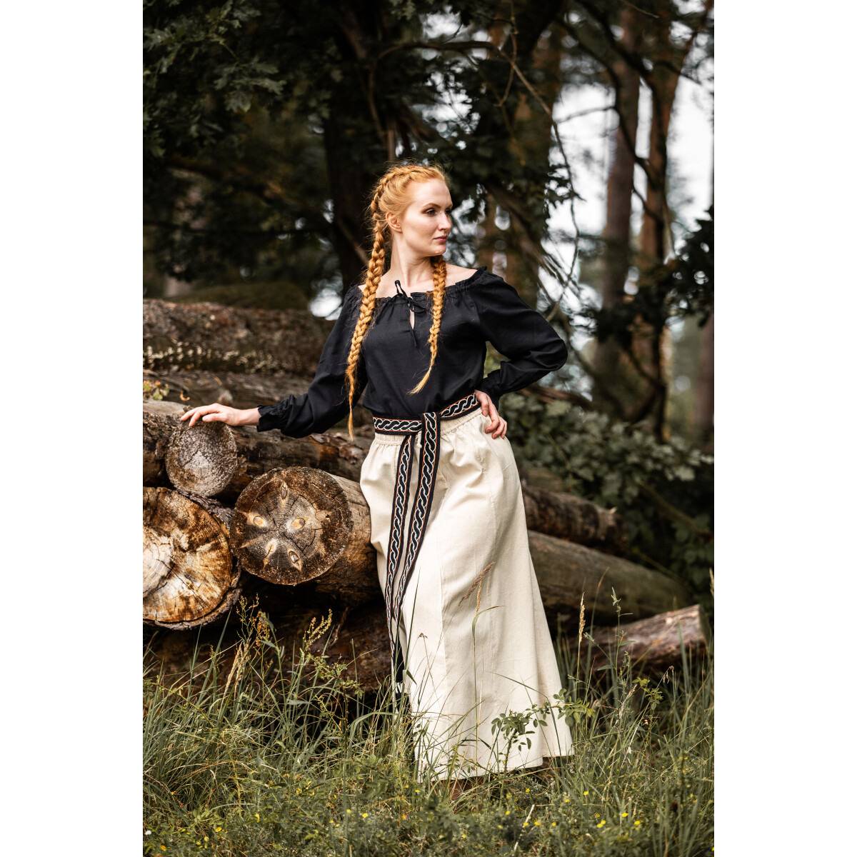 ​Middeleeuwse Dames Blouse in Zwart