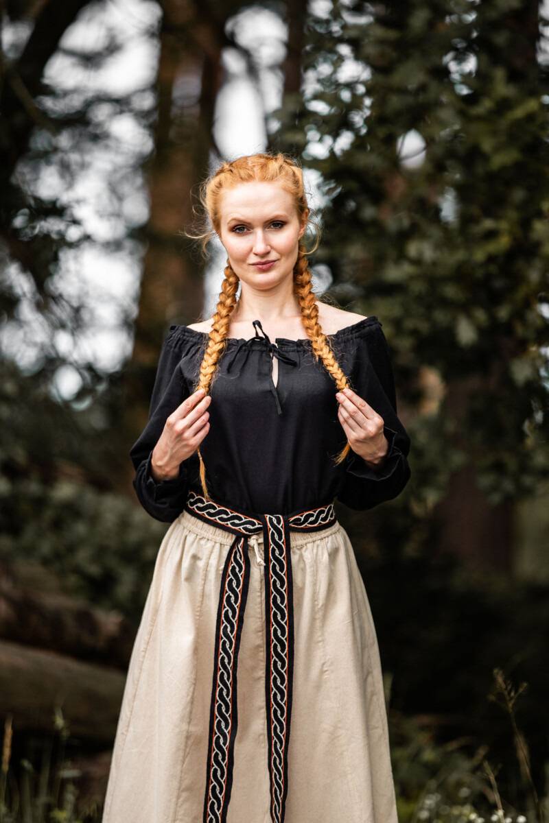 ​Middeleeuwse Dames Blouse in Zwart