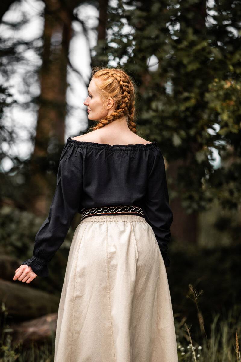 ​Middeleeuwse Dames Blouse in Zwart