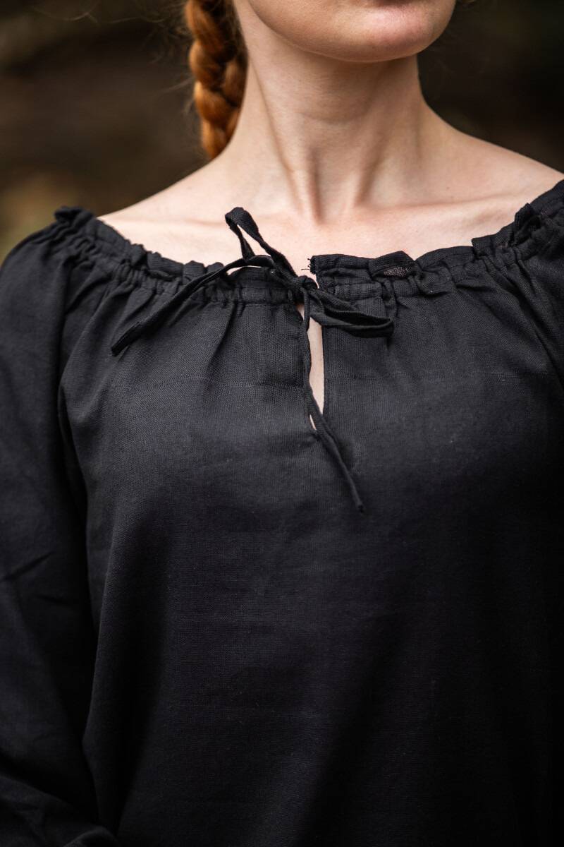 ​Middeleeuwse Dames Blouse in Zwart