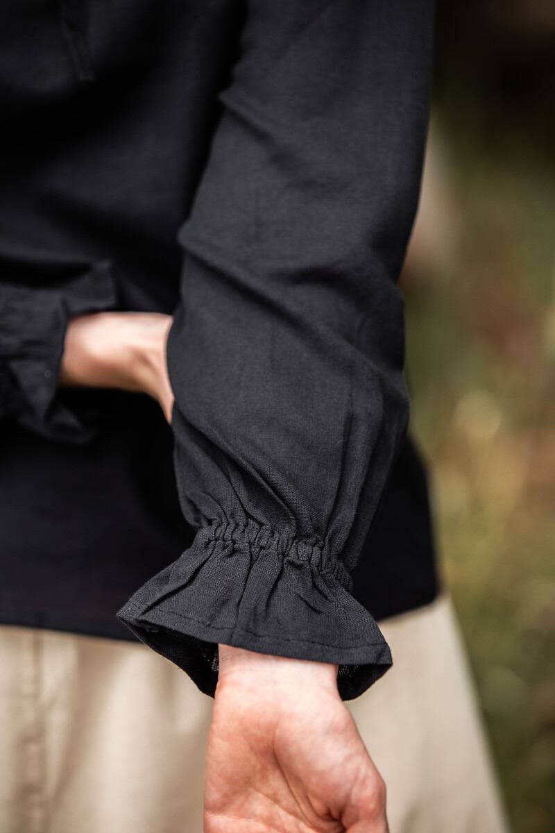 ​Middeleeuwse Dames Blouse in Zwart