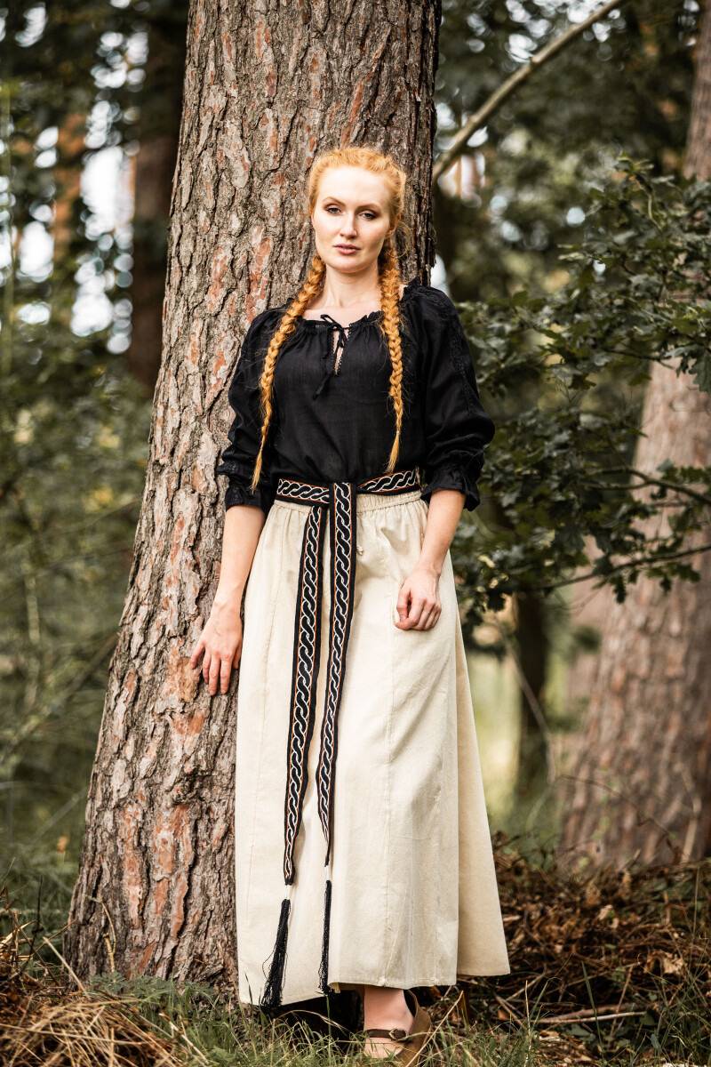 ​​​​​​Middeleeuwse Dames Blouse in Zwart