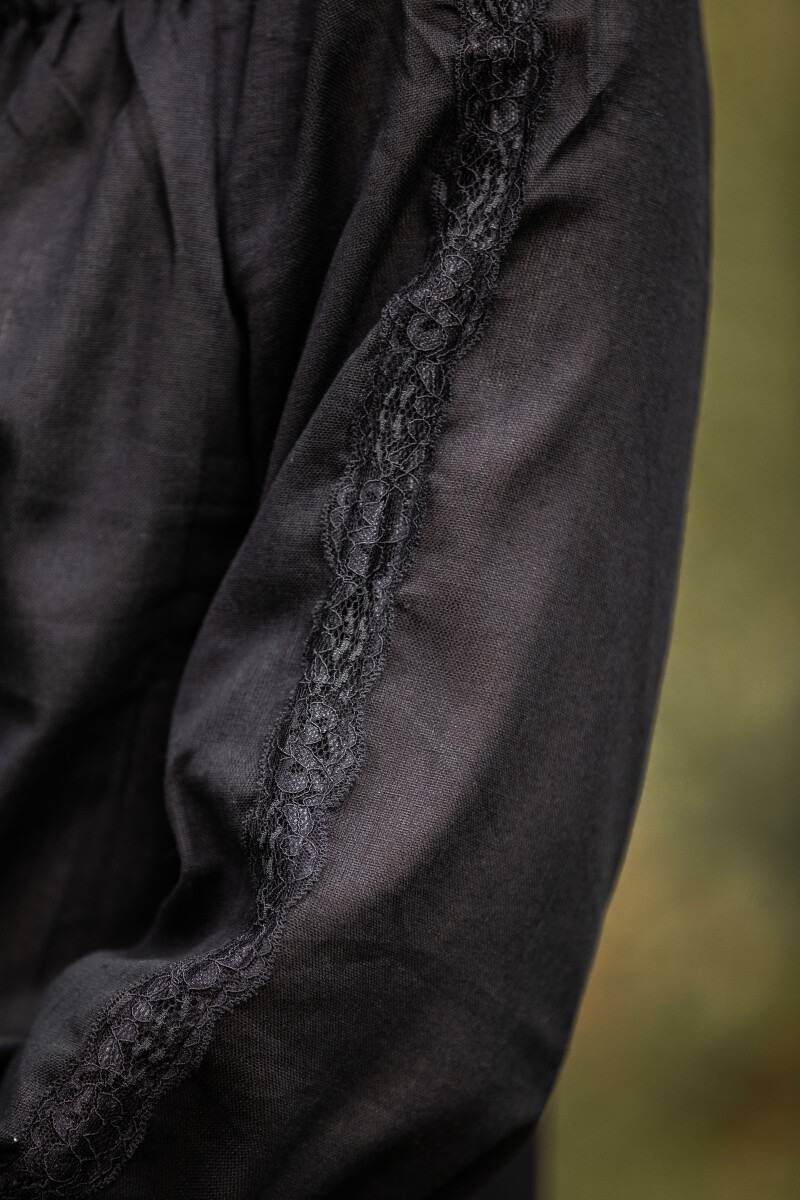 ​​​​​​Middeleeuwse Dames Blouse in Zwart