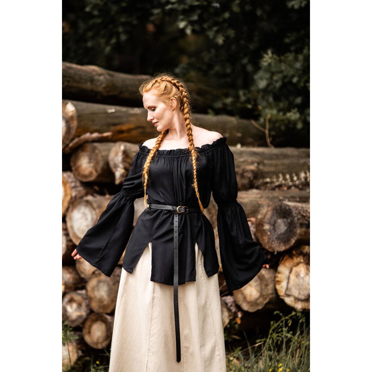 Middeleeuwse Dames Blouse in Zwart
