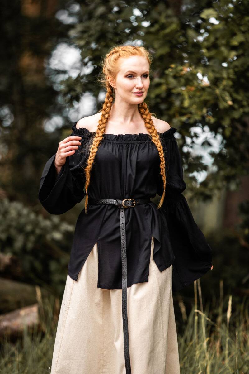 Middeleeuwse Dames Blouse in Zwart