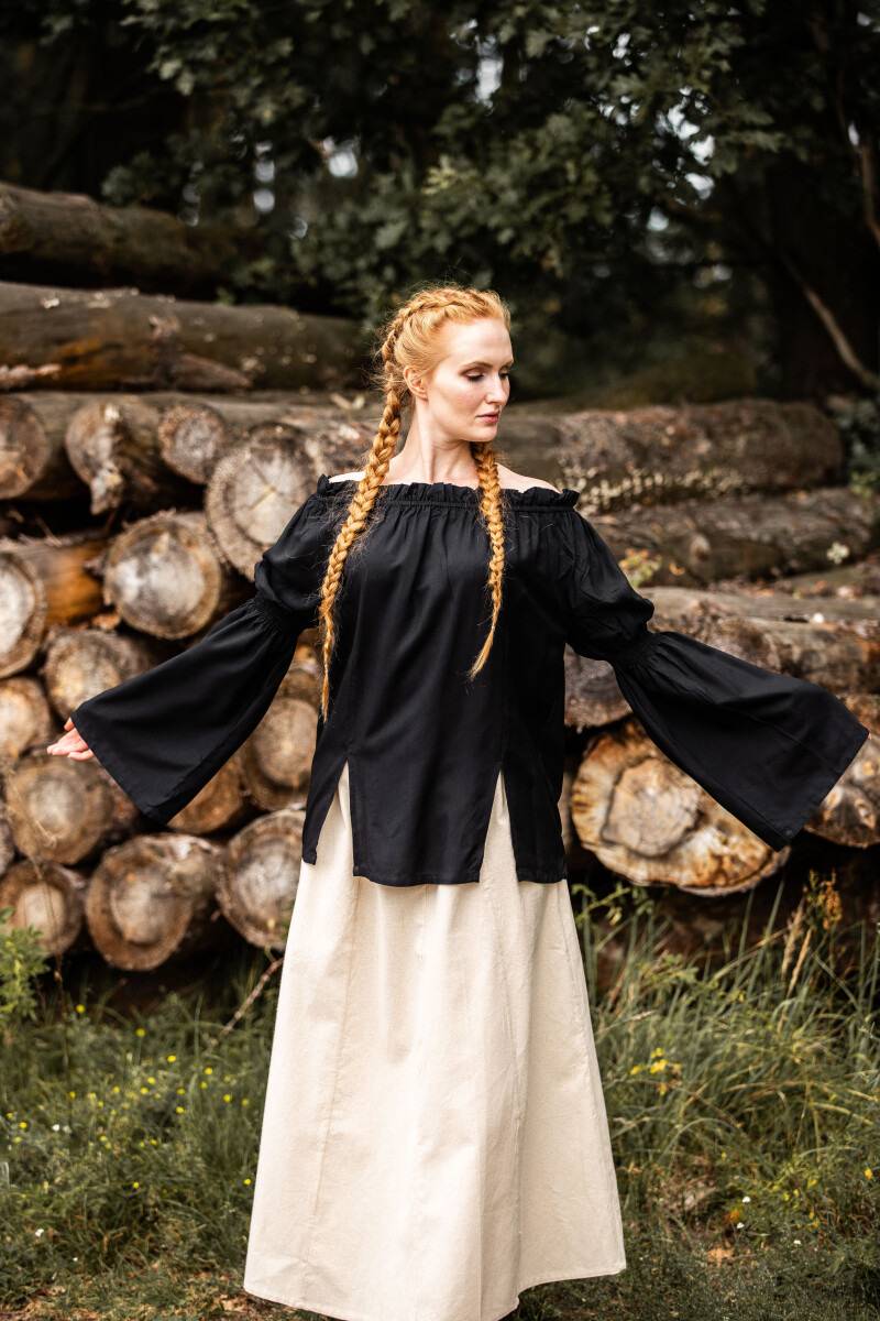 Middeleeuwse Dames Blouse in Zwart