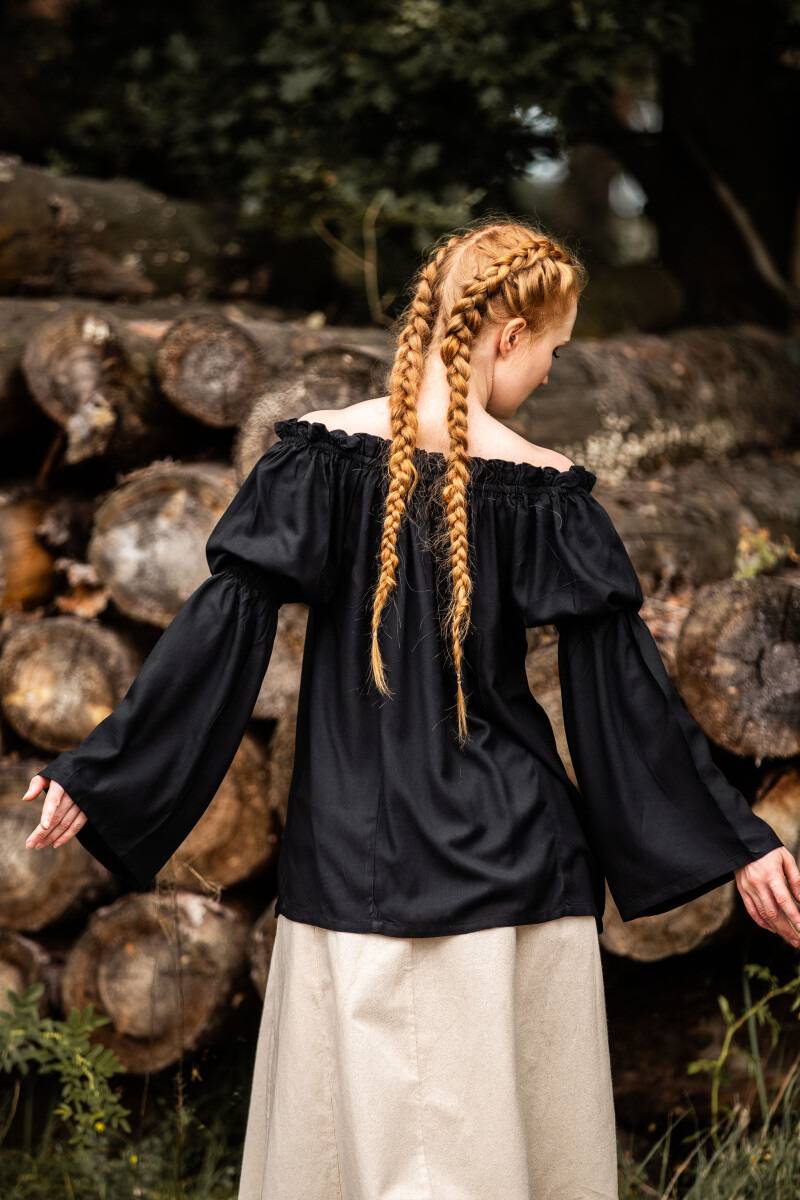 Middeleeuwse Dames Blouse in Zwart