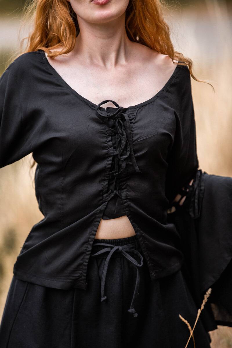 Middeleeuwse Dames Blouse in Zwart