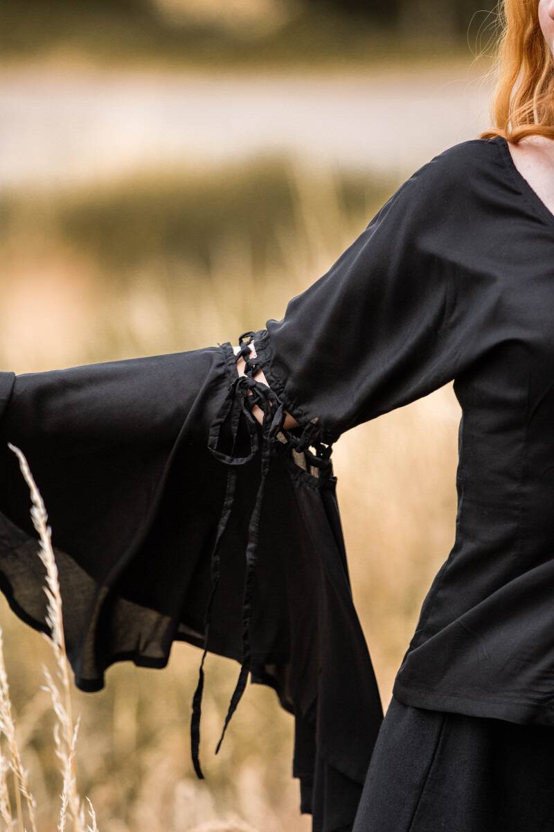 Middeleeuwse Dames Blouse in Zwart
