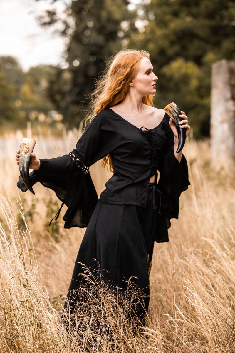 Middeleeuwse Dames Blouse in Zwart
