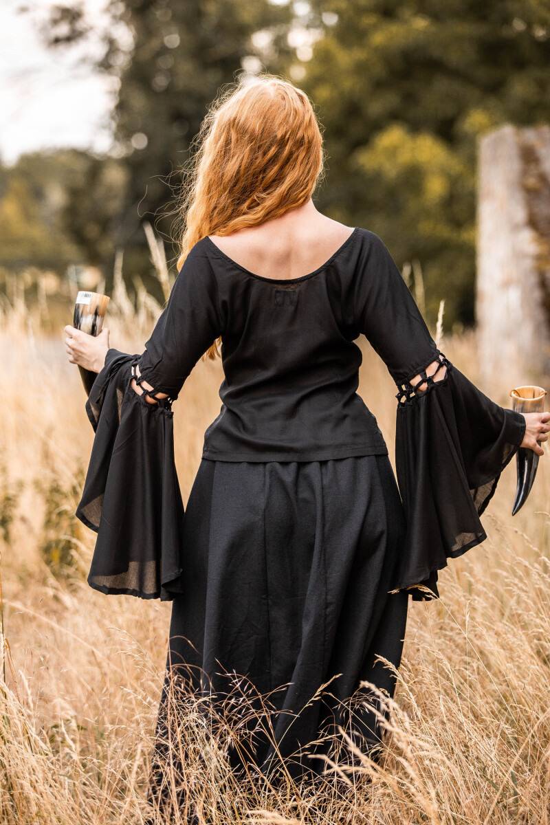 Middeleeuwse Dames Blouse in Zwart